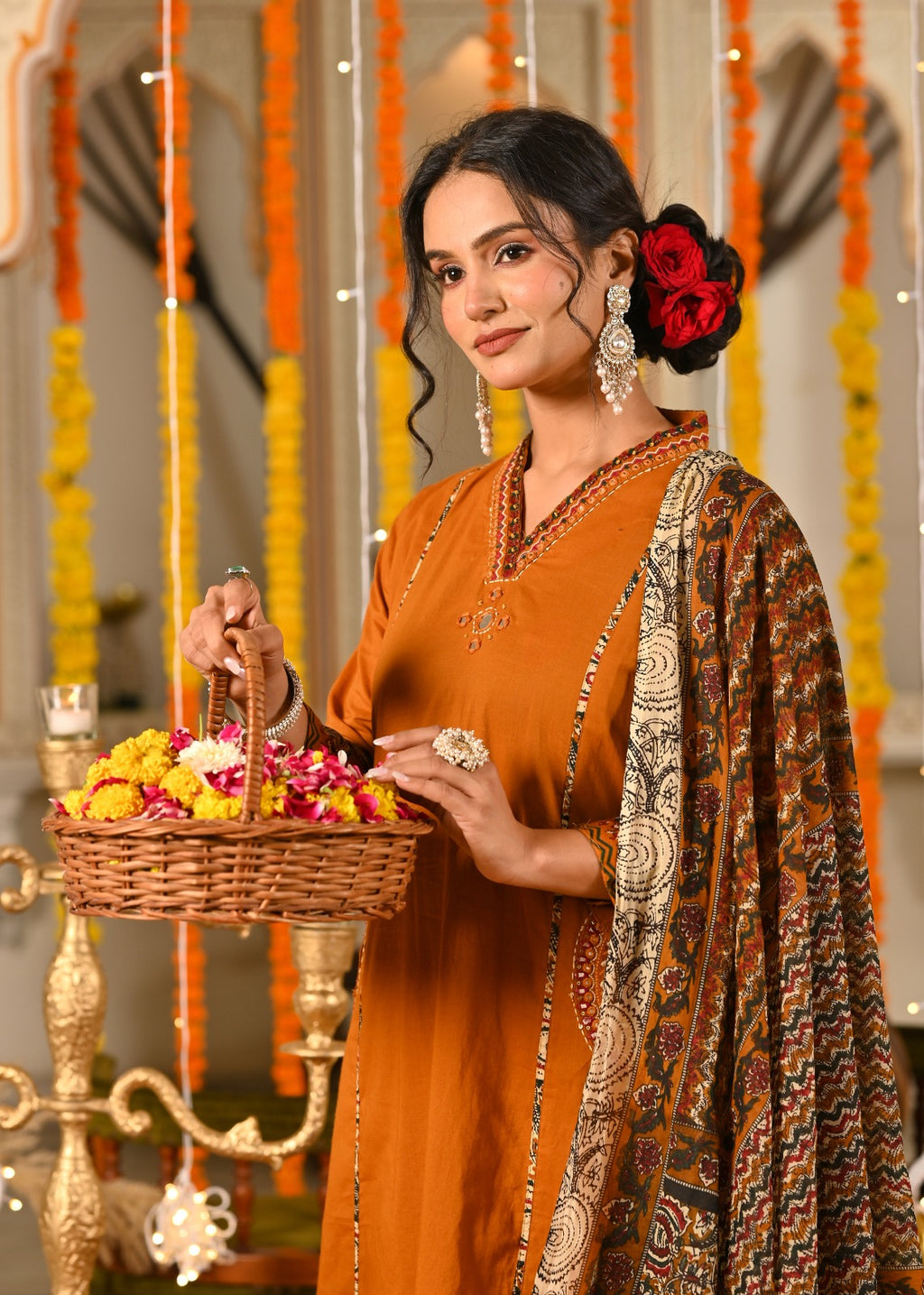Three Piece Embroieded Kurta Palazzo Set with Dupatta