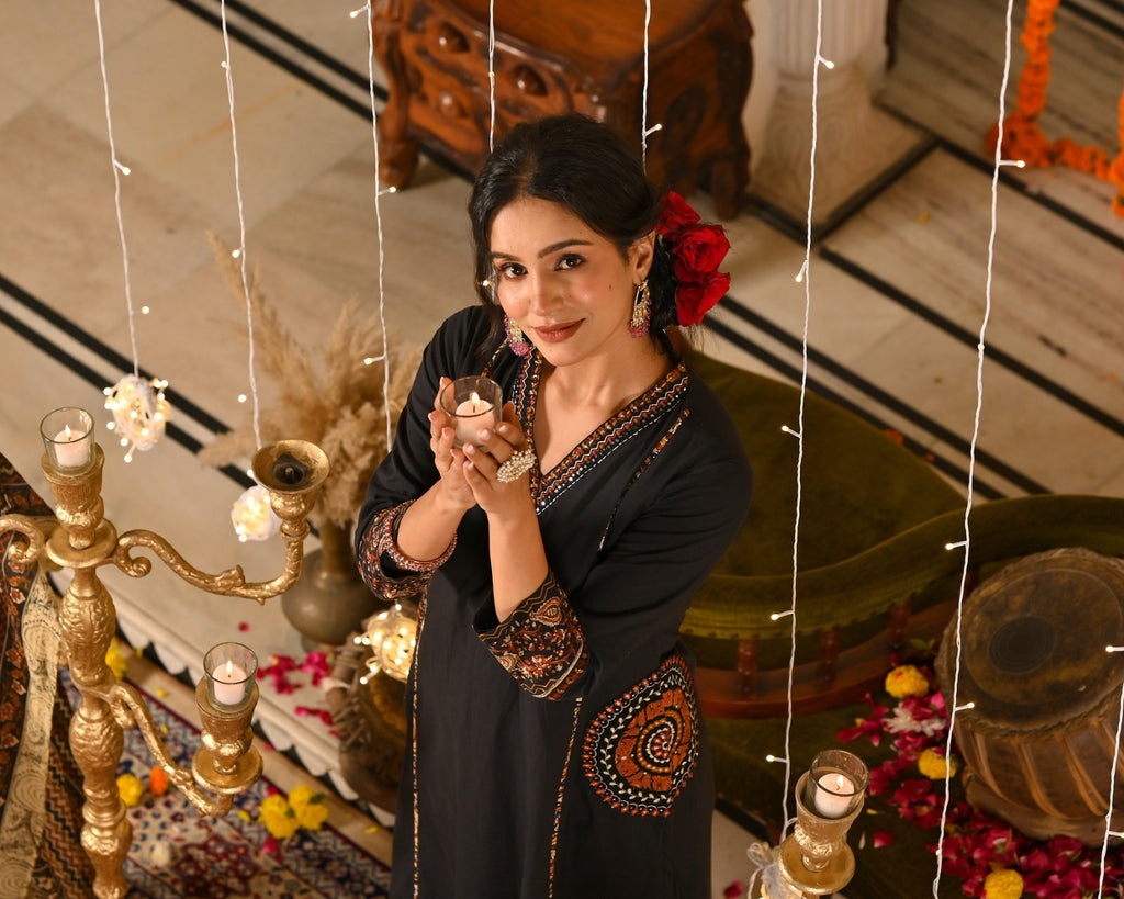 Three Piece Embroieded Kurta Palazzo Set with Dupatta