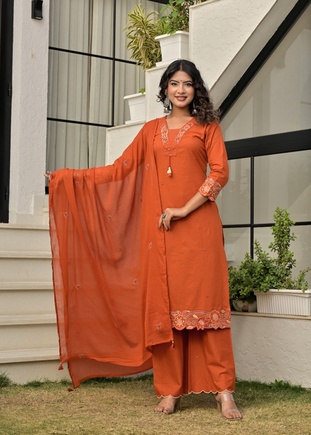 Gindly Straight Kurta set with Bottom & Dupatta