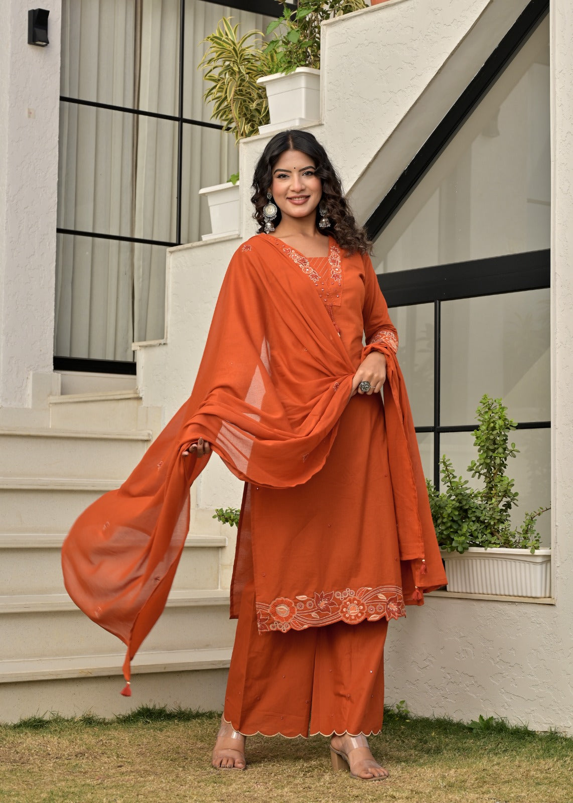 Gindly Straight Kurta set with Bottom & Dupatta