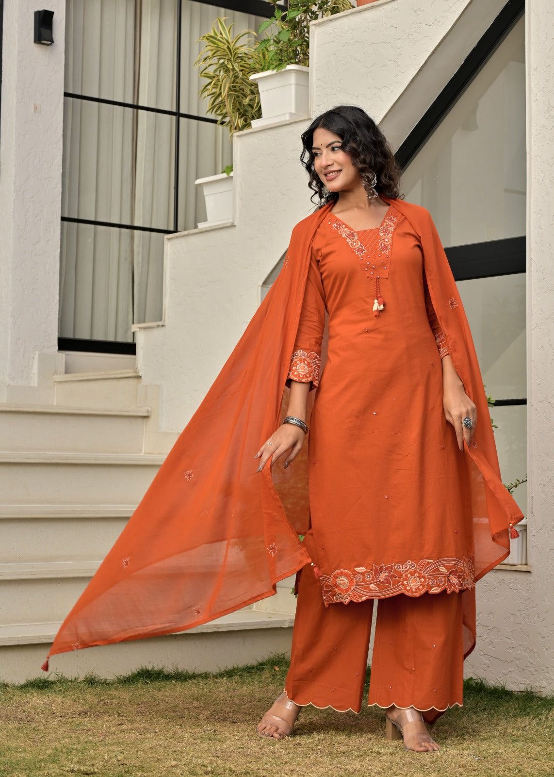 Gindly Straight Kurta set with Bottom & Dupatta