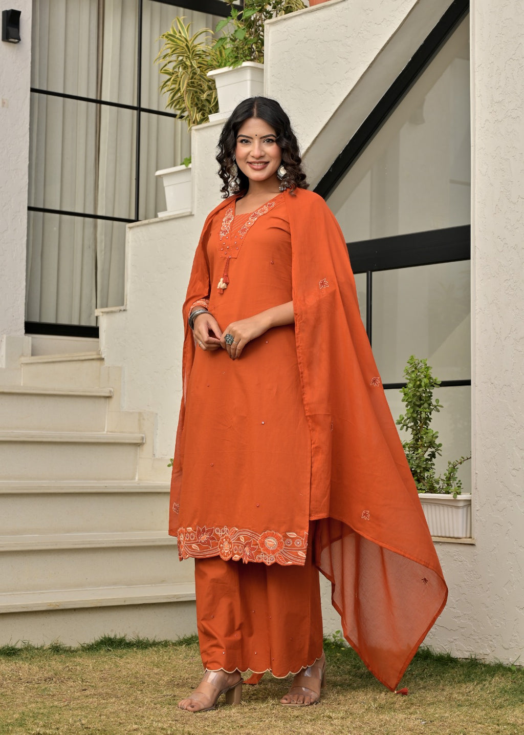 Gindly Straight Kurta set with Bottom & Dupatta