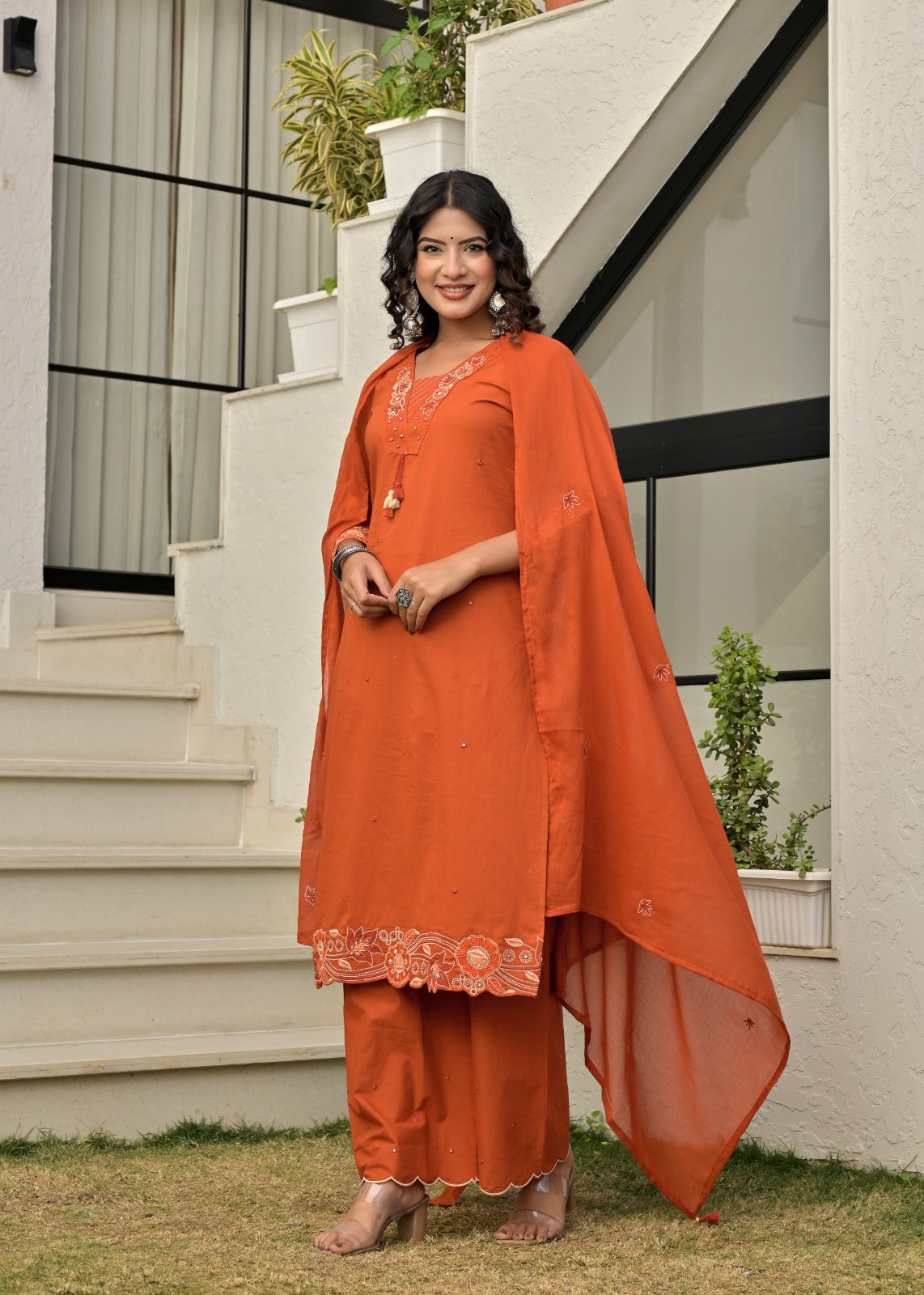Gindly Straight Kurta set with Bottom & Dupatta