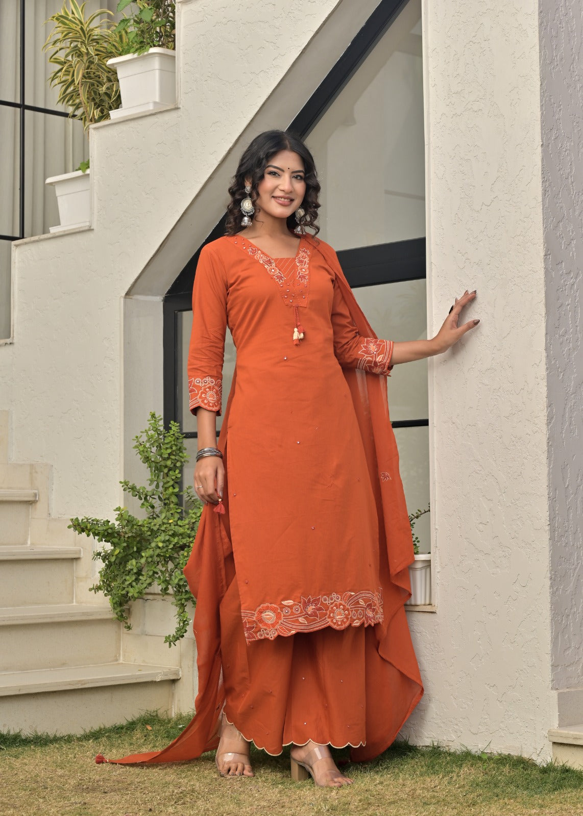 Gindly Straight Kurta set with Bottom & Dupatta