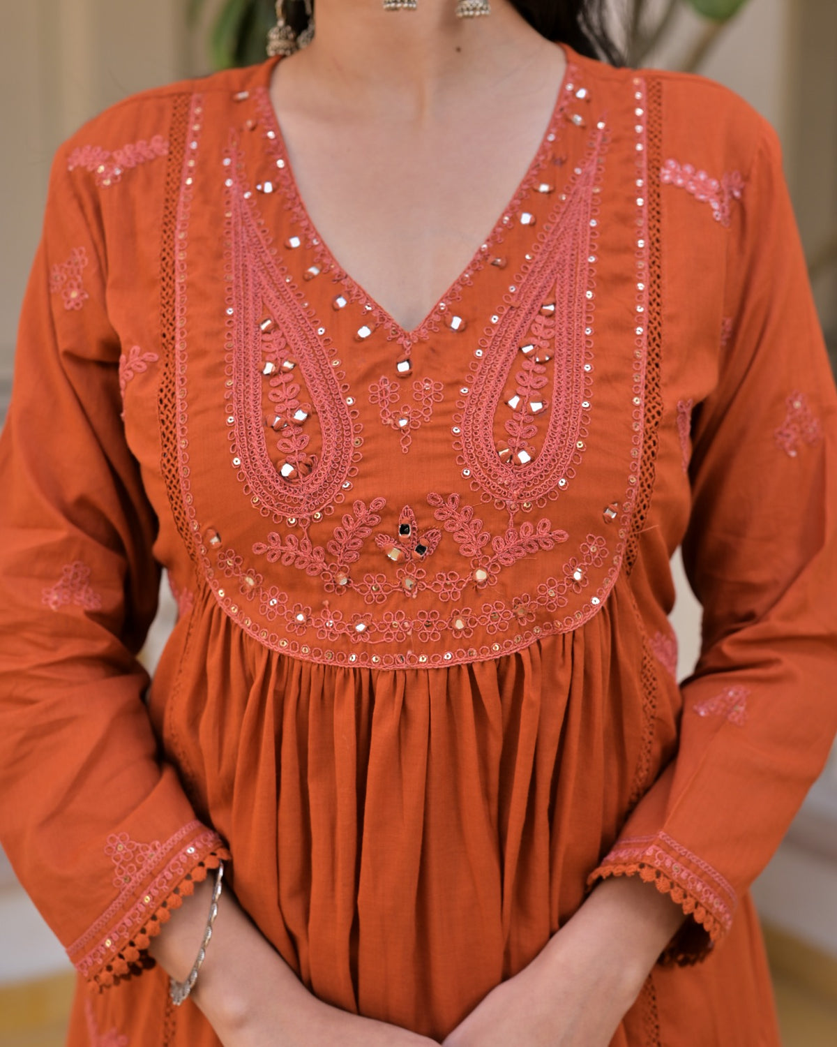Gindly A-Line Kurta Set With Palazzo & Dupatta
