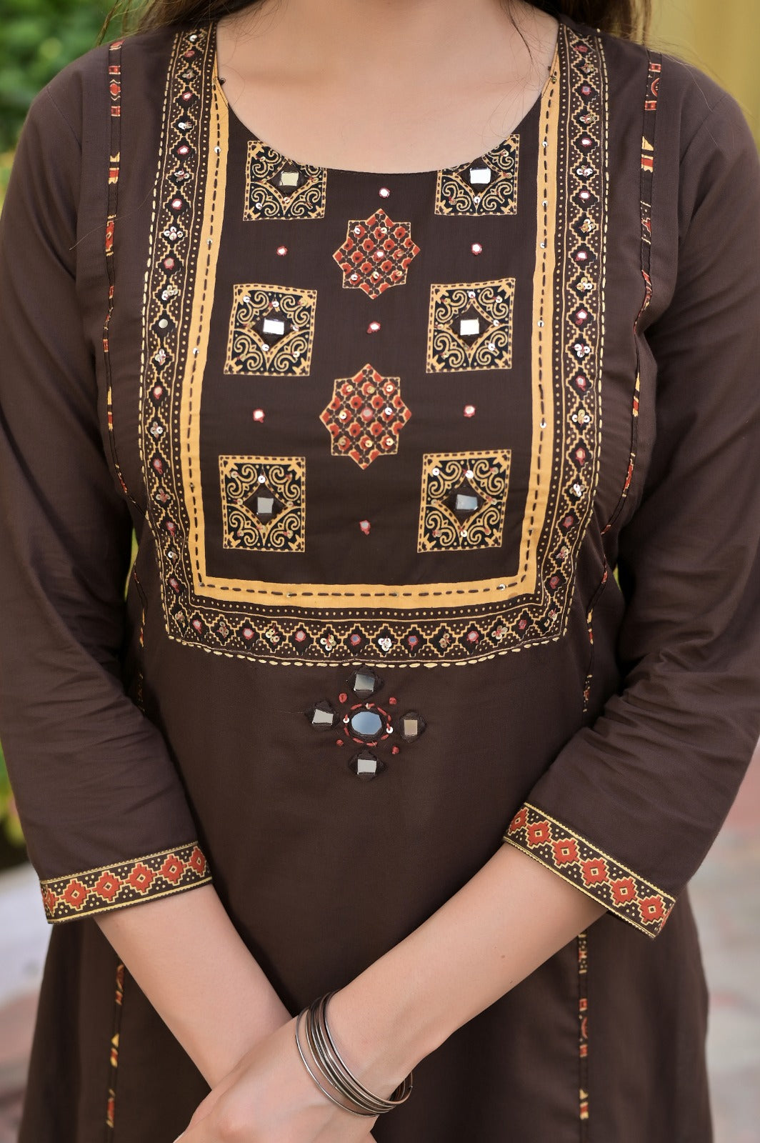 Gindly Traditional  Cotton A-Line Kurti Set with Dupatta