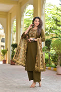 Gindly Traditional Cotton A-Line Kurti Set with Dupatta