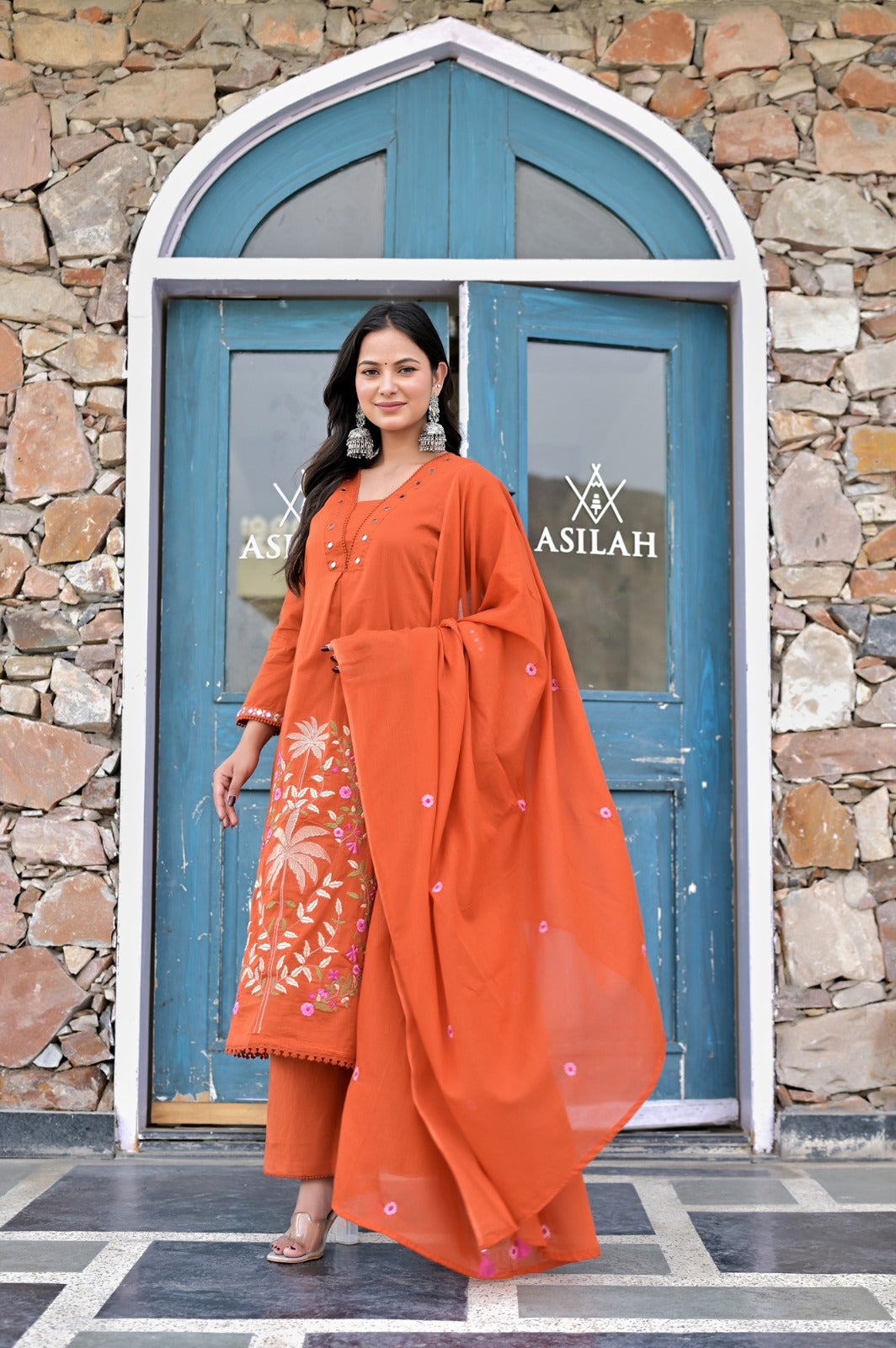 Gindly Women's  A-Line Ethnic Kurta & Palazzo Set with Dupatta
