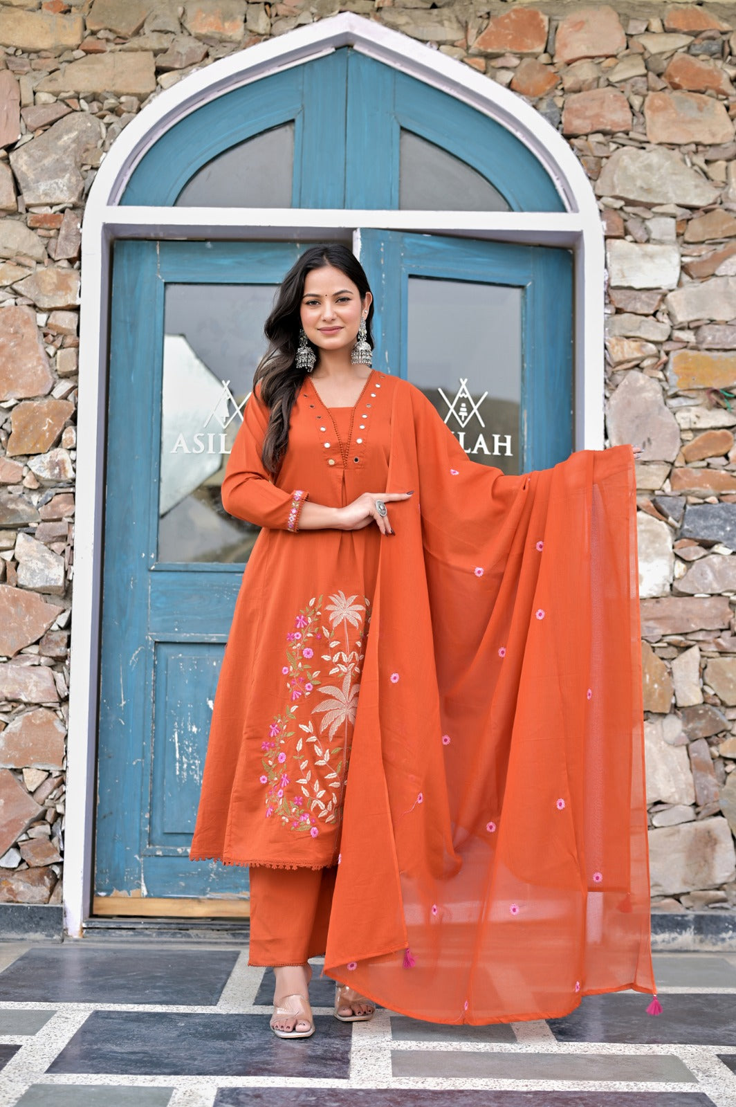 Gindly Women's  A-Line Ethnic Kurta & Palazzo Set with Dupatta