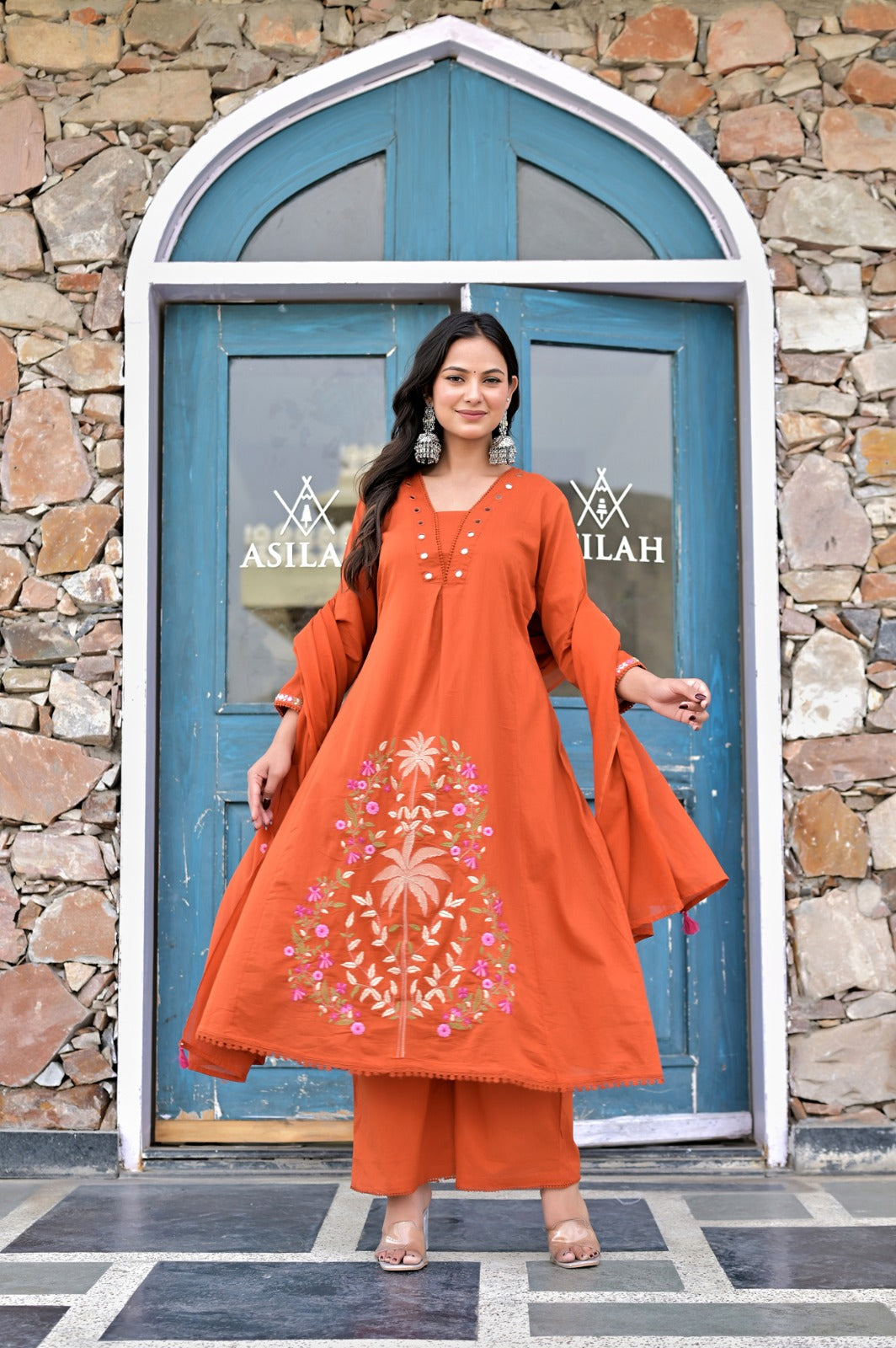 Gindly Women's  A-Line Ethnic Kurta & Palazzo Set with Dupatta