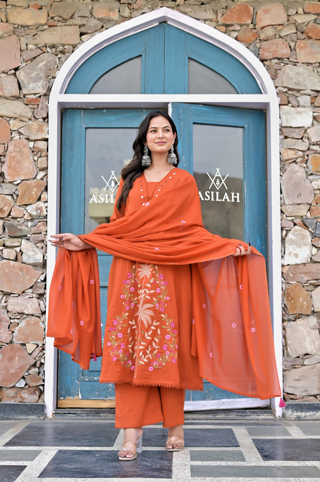 Gindly Women's  A-Line Ethnic Kurta & Palazzo Set with Dupatta