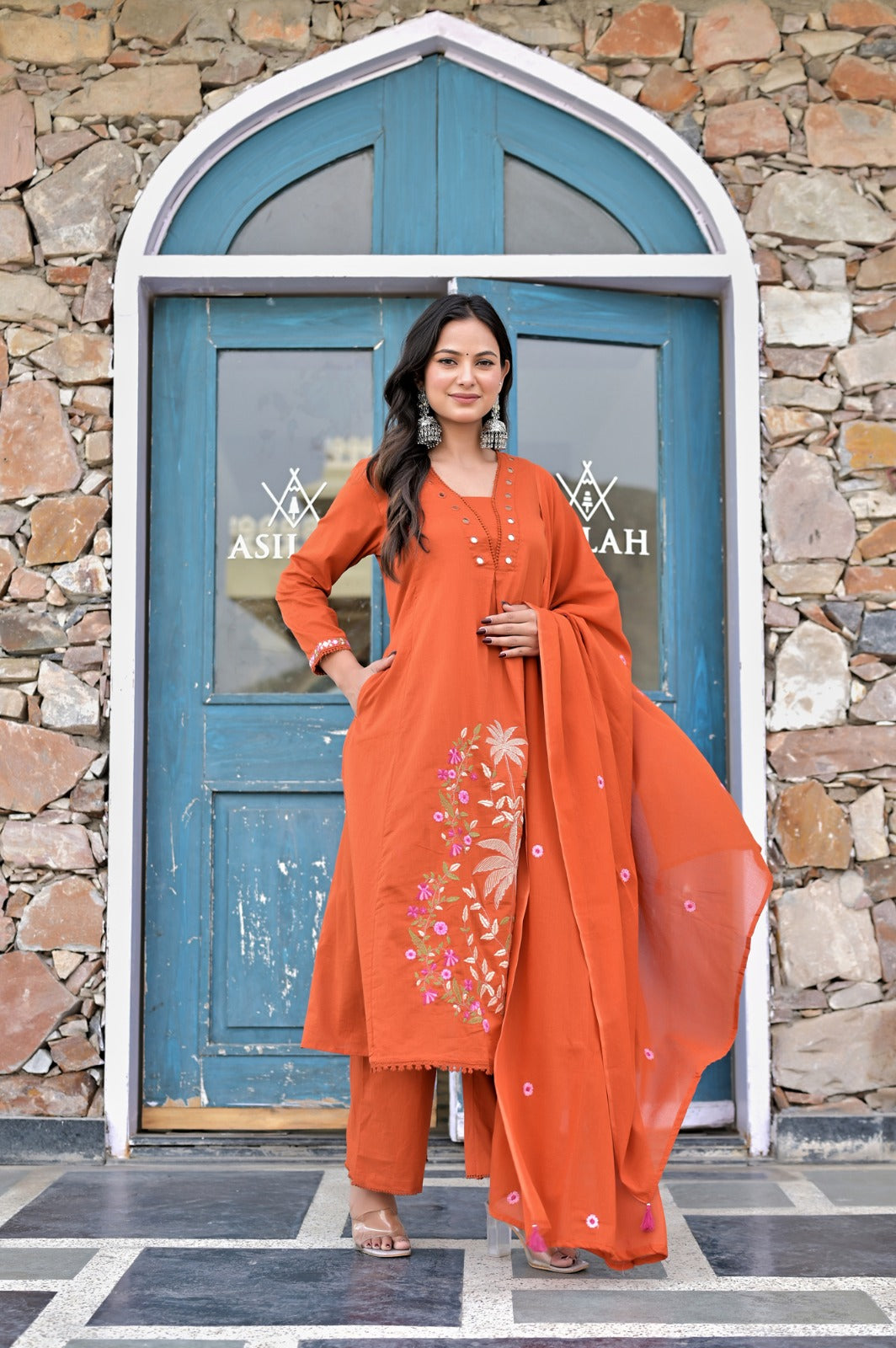 Gindly Women's  A-Line Ethnic Kurta & Palazzo Set with Dupatta