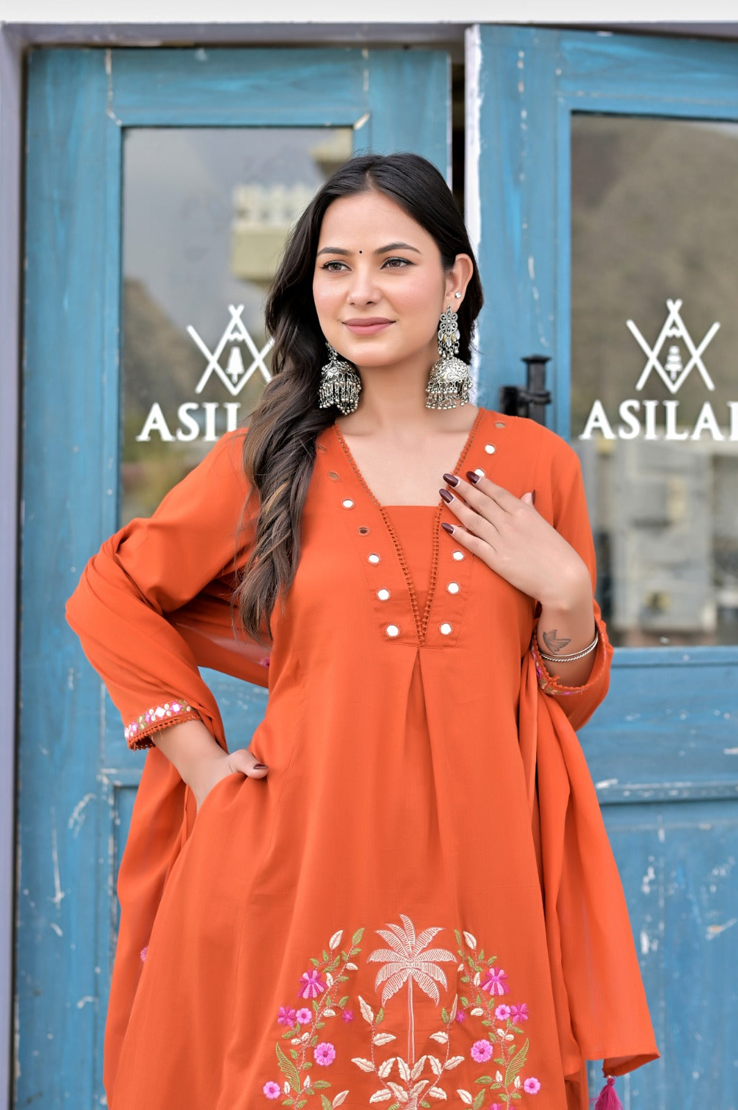 Gindly Women's  A-Line Ethnic Kurta & Palazzo Set with Dupatta