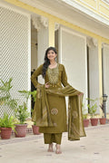 Gindly A-Line Kurti with Pants & Dupatta