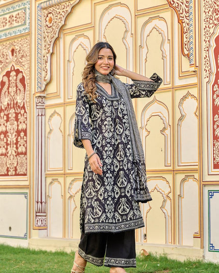 Gindly Pure Cotton Embroidered U-neck Anarkali Women's Ethnic Wear Set