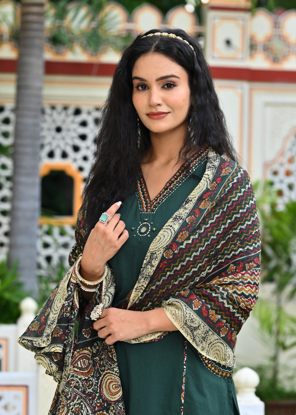Three Piece Embroieded Kurta Palazzo Set with Dupatta